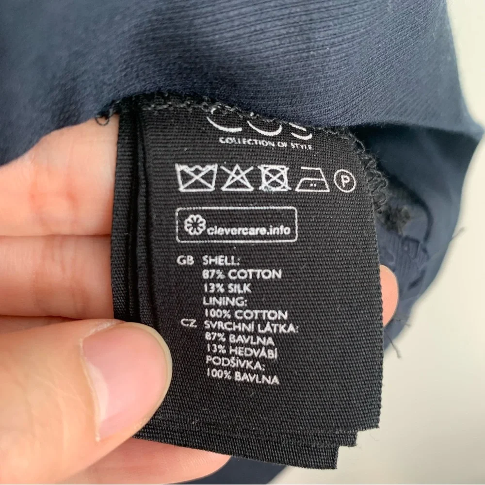 COS Curved Hem High Low Rounded Hem Silk Cotton Midi Skirt - Picture 4 of 7